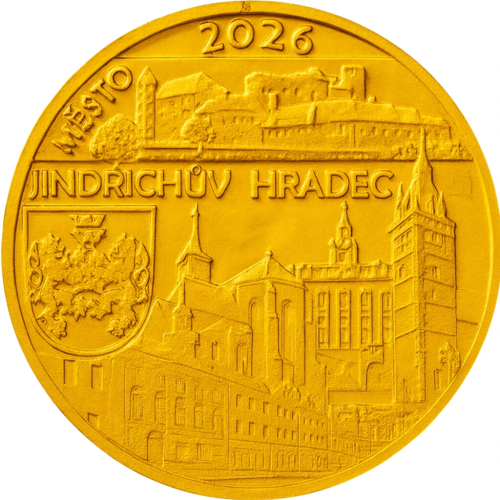 Zlatá investiční mince Městská památková rezervace Jindřichův Hradec 5000 Kč PROOF 2026