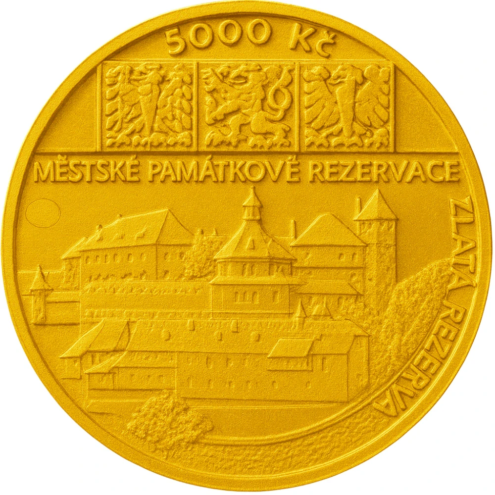 Zlatá investiční mince Městská památková rezervace Jindřichův Hradec 5000 Kč PROOF 2026