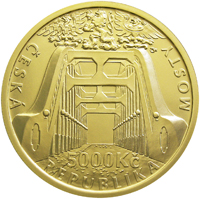 Zlatá investiční mince Železobetonový most v Karviné - Darkově 5000 Kč PROOF